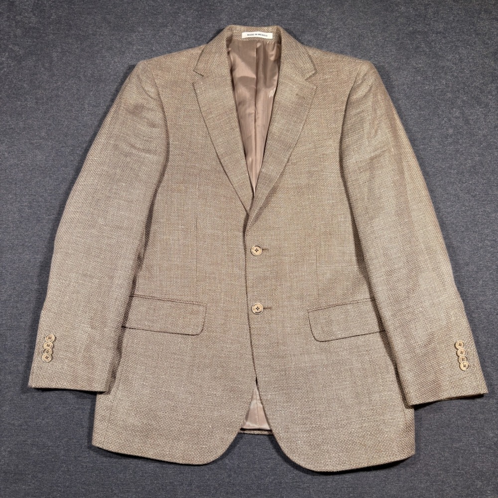 Joseph Abboud Blazer Men 39R Tan Linen Wool Summer Blend Fabric Tailored‎ Fit